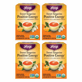 Yogi Sweet Tangerine Positive Energy Tea packaging shows a four-pack for convenient daily use
