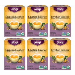 Yogi Tea Egyptian Licorice Tea box—six-pack for caffeine-free evenings.