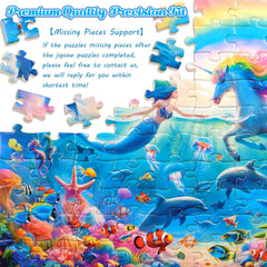 Yokachi Mermaid Unicorn Puzzle pieces — precise cuts for tight interlocking