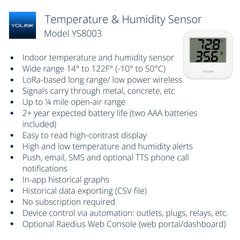 YoLink greenhouse sensor monitors humidity and temperature for plant health.