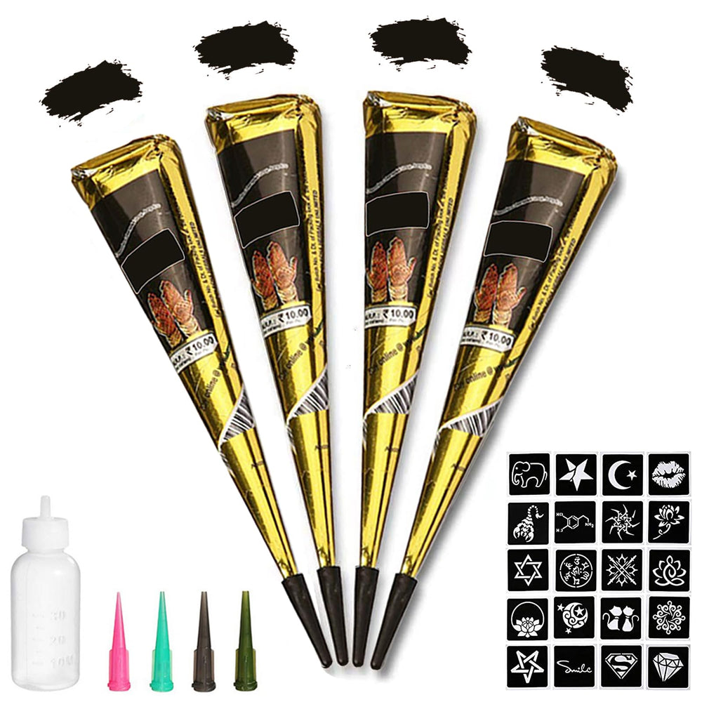 Yomagine black tattoo cones pack for quick DIY body art.