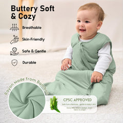 Yoofoss bamboo sleep sack side view highlighting breathable weave