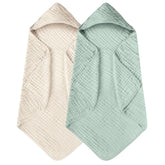 Yoofoss hooded baby towel apricot; plush softness and quick drying after bath.