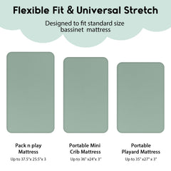 Yoofoss two-pack pack n play sheets with full elastic edge.