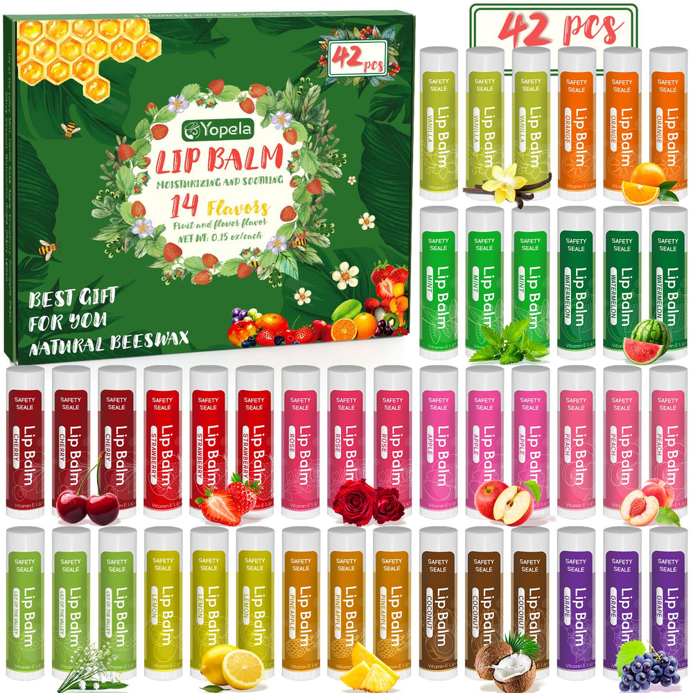 Yopela lip balm bulk collection with 42 tubes for everyday moisture