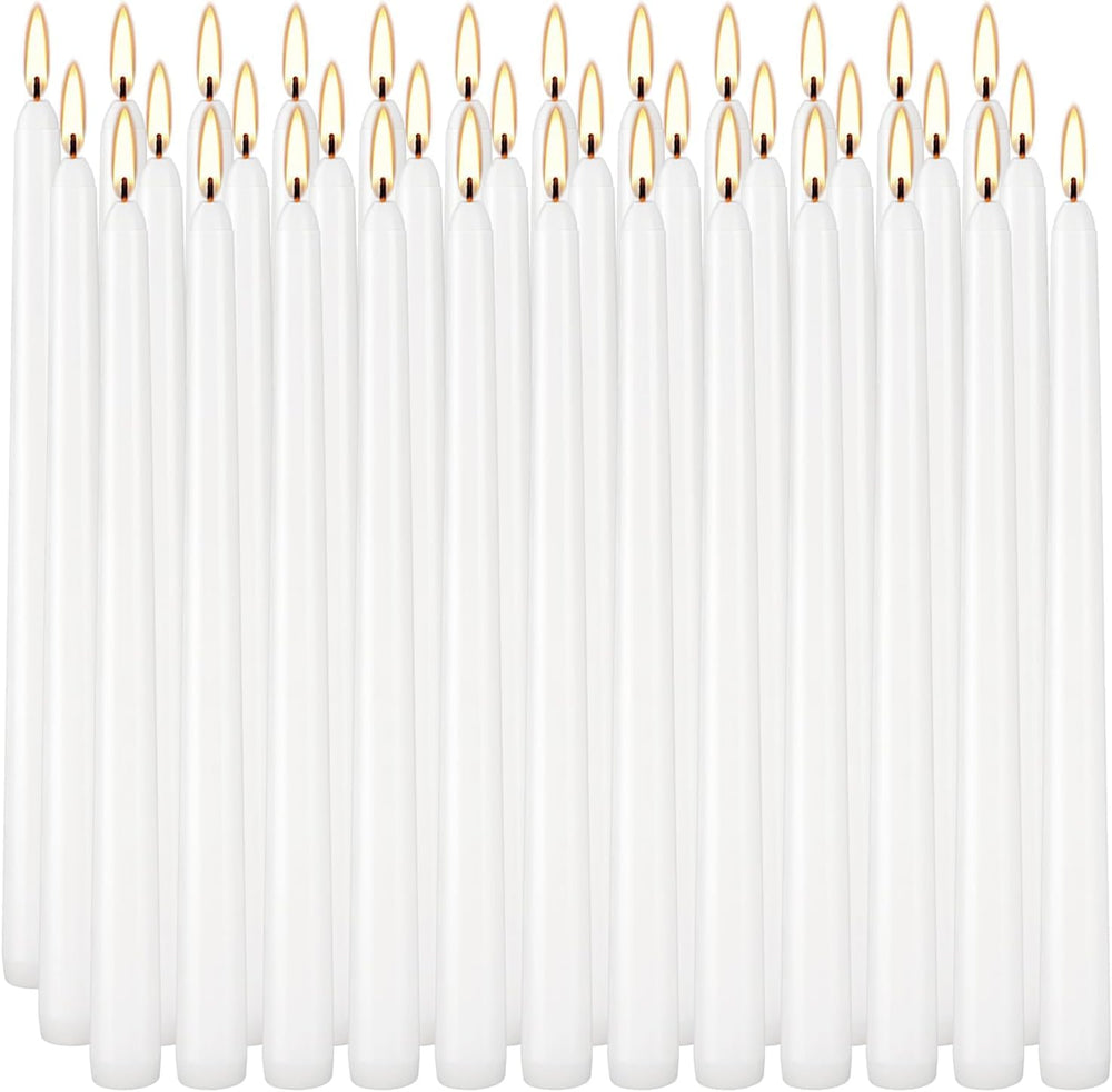 YOROXRG white 10-inch taper candles in box, perfect for weddings and home decor.