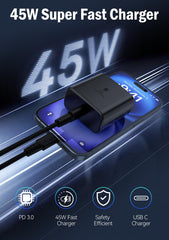 Yotativ GAN technology USB-C charger delivering efficient power in a compact form.