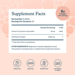Closeup of Youtheory Advanced Collagen tablets highlighting hydrolyzed peptides for absorption.
