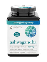 Youtheory Ashwagandha bottle front showing 1000 mg potency for daily adaptation