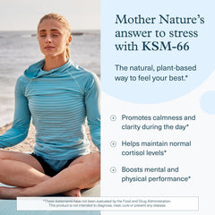 Youtheory Ashwagandha ingredients label highlights organic components for a clean supplement.