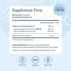 Youtheory label highlights organic KSM-66 Ashwagandha extract for potency.