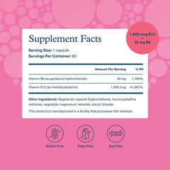 Youtheory B12B6 capsules closeup highlighting energy metabolism support.