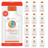 Youtheory Collagen Liquid Berry single-serve packet front view promotes convenient hair and nail support