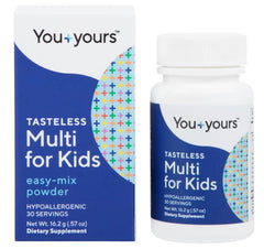 You+yours tasteless multivitamin bottle-dispense for quick kid nutrition