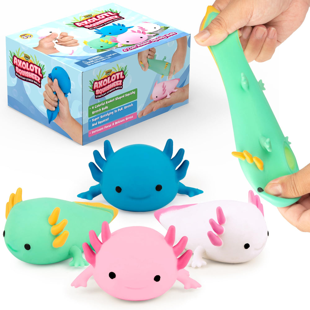 YoYa Toys Squisheez Axolotl pink close-up for tactile play and stress relief