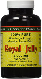 YS Eco Bee Farms Royal Jelly bottle close-up for daily wellness routine.