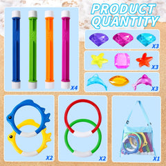 YUJUN diving sticks help kids practice underwater retrieval during pool games.