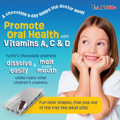 Label close-up highlighting vitamins and minerals in YUM-V'S bears.