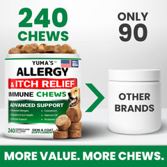 YUMA'S Dog Allergy Relief Chews ingredient blend highlights immune and skin support