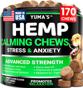 YUMA'S hemp calming chews dogs pack front offering calming support during stress.