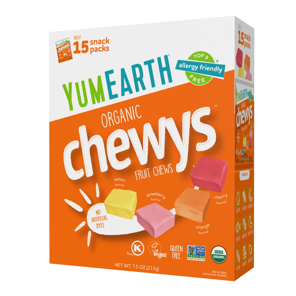 YumEarth Chewys individually wrapped candies for on-the-go snacking.