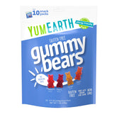 YumEarth fruit-flavored gummy bears on pack front, allergy-friendly snack option.