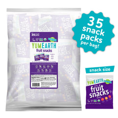YumEarth assorted flavors with strawberry, cherry, and peach—appealing snack variety.