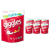 YumEarth Giggles chewy candy in resealable bag for on-the-go snacking.