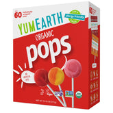 YumEarth Organic Pops variety box with 60 pops, ideal for lunchboxes and parties.
