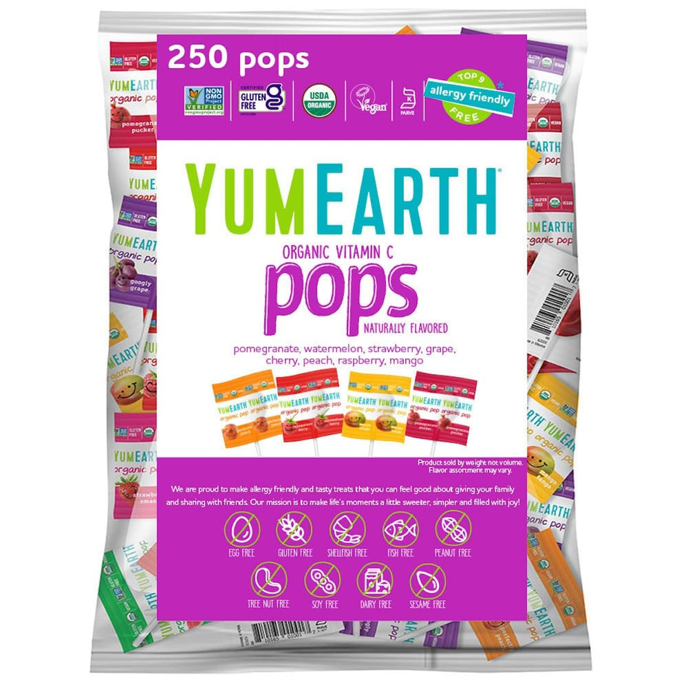 YumEarth Vitamin C Pops Variety Bag: colorful individually wrapped snacks for lunchboxes.