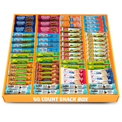 Yummey granola bars variety box shows 60 bars for family snacking on the go.
