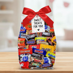 Yummy Chew party favors box displays a colorful chocolate assortment