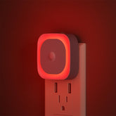 YUNLEX 2-pack red night light, front view, compact glow for entryways and hallways.