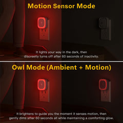 YUNLEX 2-pack red night light on wall mount, unobtrusive bathroom illumination.