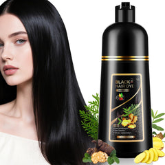This image shows Yuolita color-depositing shampoo in action delivering a deep black shade.
