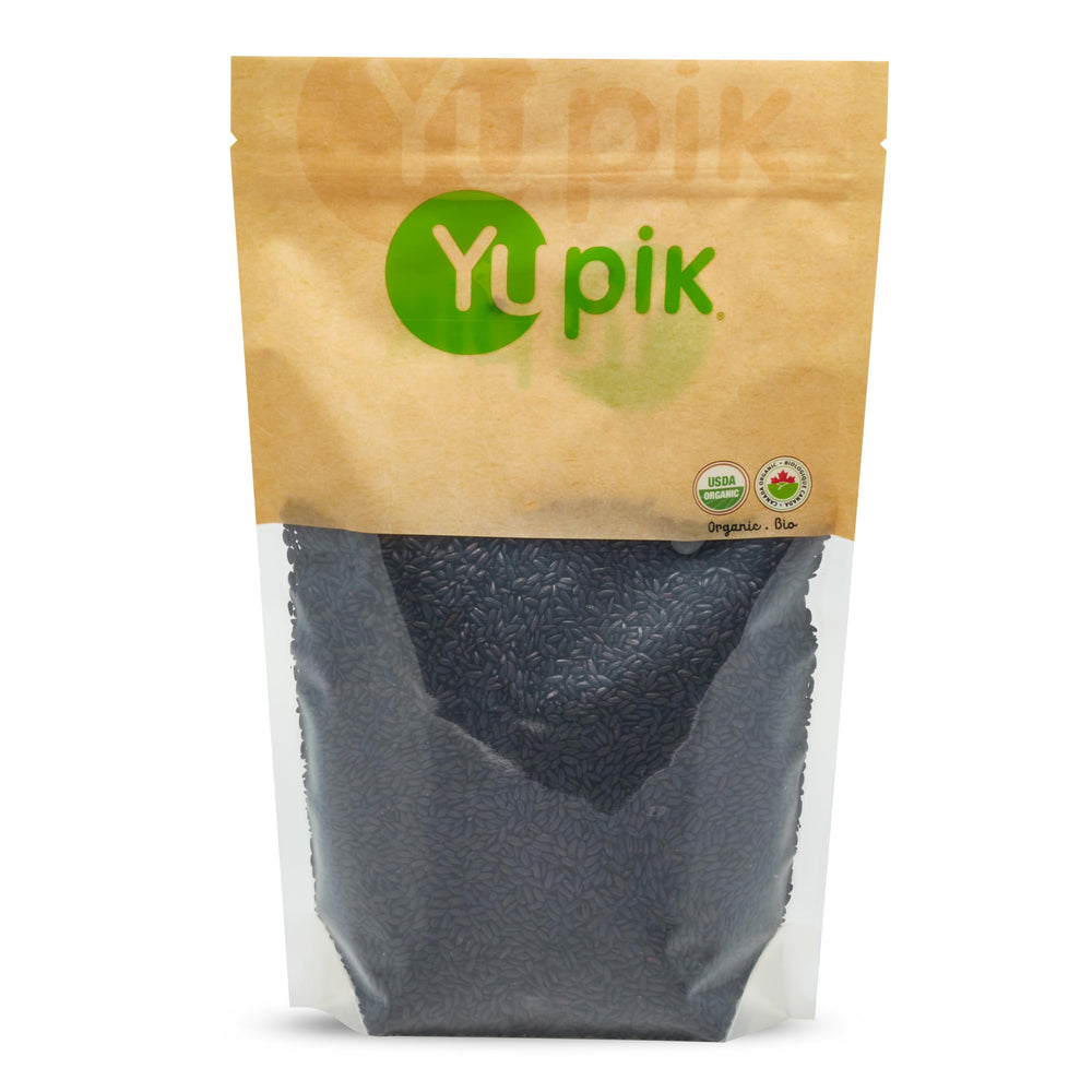 Yupik Organic Ancient Black Rice bulk packaging for pantry storage and meal prep.