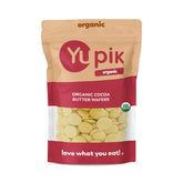 Yupik Organic Cocoa Butter Wafers packaging shown for easy vegan baking.