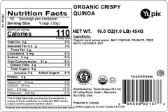 Yupik Organic Crispy Quinoa crunch close-up showcases a crispy texture for snacking