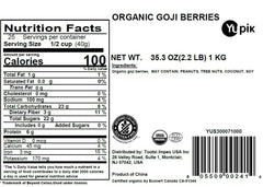 Yupik Goji Berries close-up shows vivid red color and chewy texture.
