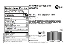 Yupik Organic Oat Groats being poured from a jar for overnight soaking.