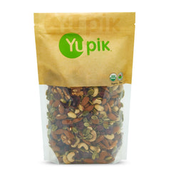 Yupik Organic Protein Boost Trail Mix bag showing a convenient, protein-rich snack on the go