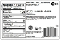 Yupik Organic White Buckwheat groats raw closeup highlighting natural kernels and earthy color.