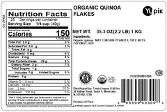 Yupik quinoa flakes in a pot, perfect for creamy porridge.