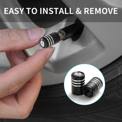 YUIQIEUY aluminium valve cap with anodized black finish resists corrosion.