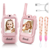 YUSSBCU video walkie talkie pink close-up showing simple controls for kids.