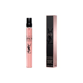 Yves Saint Laurent Black Opium bottle front view showing amber vanilla allure for evening wear.