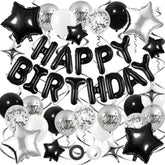YWWSNSE black and silver banner 16 inch creates a bold celebration backdrop.