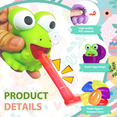 Close-up of tongue-out squeeze toys from Yxwomenxy in bright colors