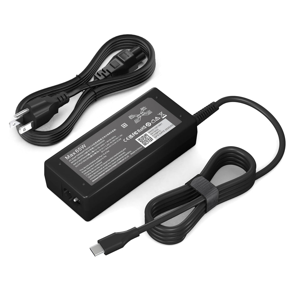 YZAESHAY 65W USB-C laptop charger front view for reliable daily use.