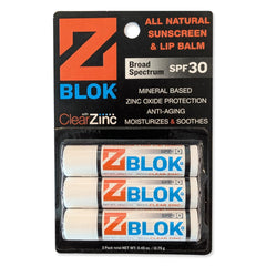 Z Blok lip balm SPF 30 application creates a smooth, protected lip area.